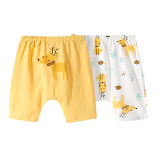婴儿a类纯棉短裤夏季男女宝宝大屁屁裤夏天薄款PP裤子七分裤夏裤