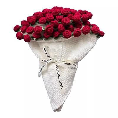 玫瑰花束毛毯子手工钩织成品针织午睡盖毯新婚生日礼物送女生闺蜜