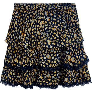 Jessica杰西卡21夏新时尚青春甜美黑底印花迷你塔裙半身裙213114