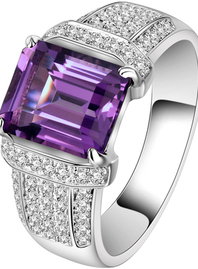 925银天然紫水晶戒指男女通用
