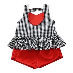 女童1夏装女宝宝衣服2夏季3岁婴幼儿4洋气短袖背心两件套装韩版潮