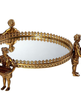 摆件茱莉安纯铜法式茶几镜面托盘