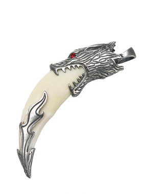 狼牙吊坠999银纯银吊坠男黑狗牙