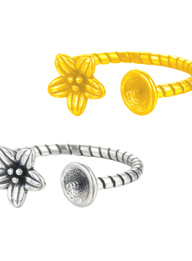 珍珠DIY配件日韩梅花戒指空托女