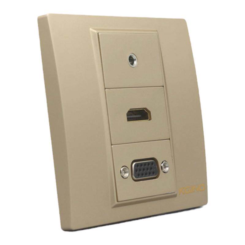 康吉诺香槟金86型VGA高清HDMI耳机直插面板4K多媒体3.5mm音频插座