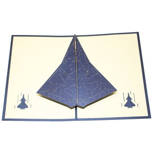 歼36军事航空主题创意礼物国防教育家属慰问信生节日3D立体贺卡片