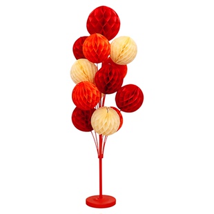 2026新年过年场景布置蜂窝球立柱马年春节室内年会客厅装饰品摆件