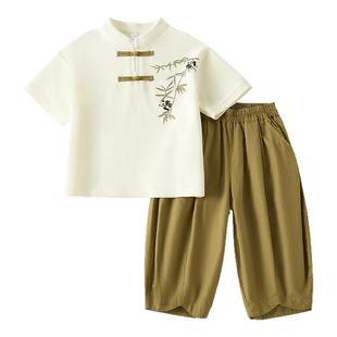 汉服男童夏季薄款夏装男宝宝周岁礼服儿童装中国风唐装中秋演出服