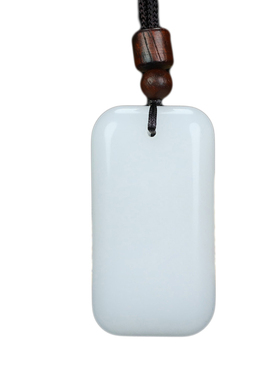 新疆和田羊脂白玉平安无事牌吊坠