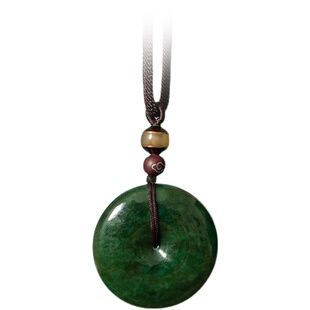 新疆和田玉碧玉平安扣吊坠天然籽料玉石男女款项链大号挂件菠菜绿