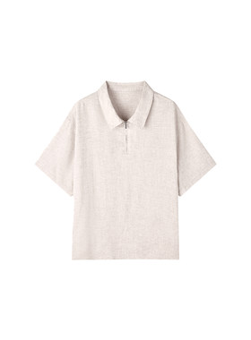 苎麻天丝松弛有型polo/长短裤套装 拉链翻领 立体双褶 舒适松紧裤