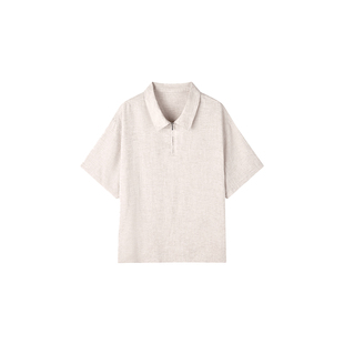 苎麻天丝松弛有型polo/长短裤套装 拉链翻领 立体双褶 舒适松紧裤