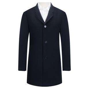 鼎铜纯羊绒大衣男中长款商务西装领立领高档毛呢外套中年高端冬季