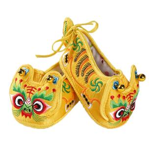 软底手工刺绣虎头鞋婴儿1周岁宝宝抓周绣中国风花老虎鞋软底布鞋