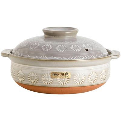 日本万古烧花三岛砂锅煲进口家用日式耐高温燃气陶瓷煲仔饭锅汤锅