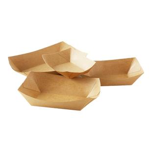一次性牛皮纸船盒外卖纸盒托盘烧烤盘薯条炸鸡烤肠小吃商用打包盒