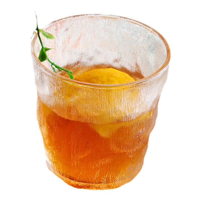 冰川纹加厚玻璃杯子透明磨砂酒杯