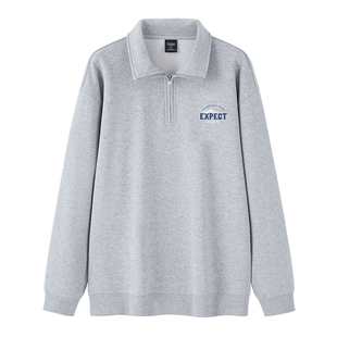 TEEK春季半高领拉链卫衣男款 春装长袖T恤翻领青年纯棉立领上衣服