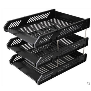 得力9209Z文件座三层塑料横式文件框整理资料收纳架文件筐多层