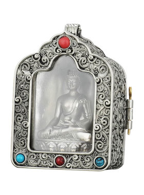 藏村黄财神铜嘎乌盒挂件