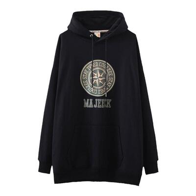 欧货大版中长款遮屁股大码卫衣女