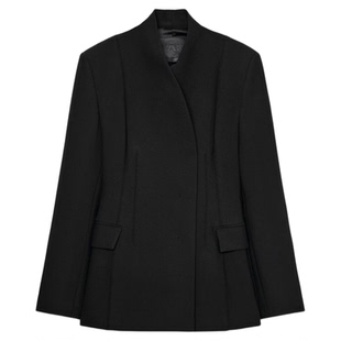 ZA外贸出口女装8870199素面微收腰简洁款立领修身西装外套8679425