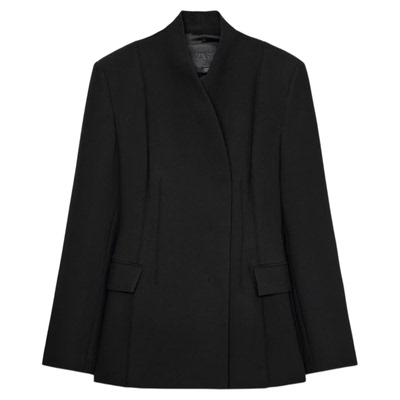 微收腰简洁款立领修身西装外套