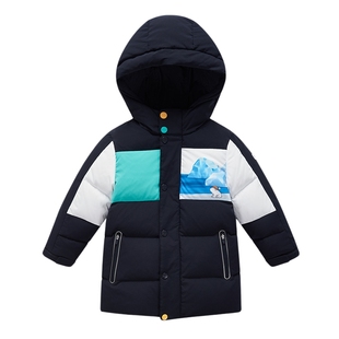 FILA斐乐童装儿童外套2024冬款小童男童中长款保暖连帽羽绒服