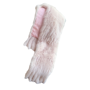 薇儿卡秋冬中国风大狐狸毛粉色大衣礼服披肩流苏尾巴男女长围巾