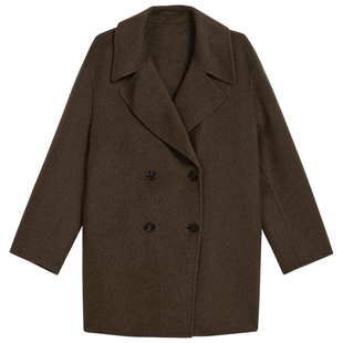 【刘涛同款】YINER音儿2025冬季新款茧型驼绒羊毛混纺双面呢大衣