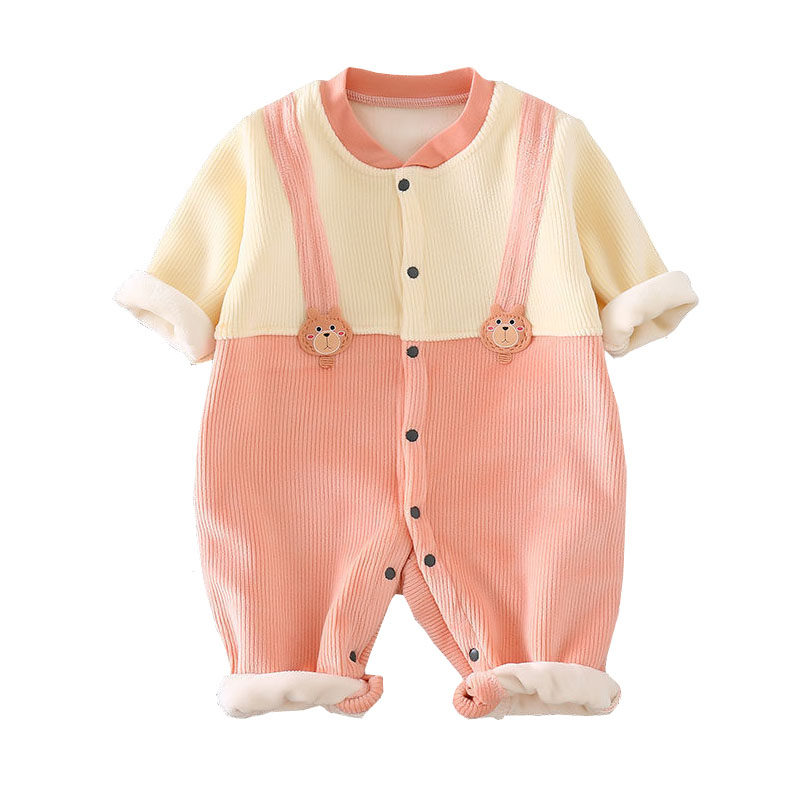 婴儿加绒连体衣加厚宝宝冬装秋冬套装保暖新生婴幼儿衣服加棉外穿