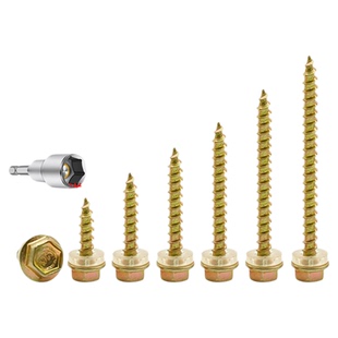 加长木螺丝外六角自攻螺丝钉华司尖头自攻钻木头螺钉法兰面木钻钉