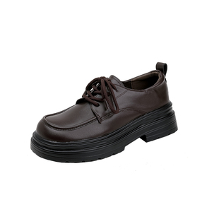 羊皮版~厚底乐福鞋女2025新款秋冬英伦风黑色小皮鞋加绒百搭单鞋