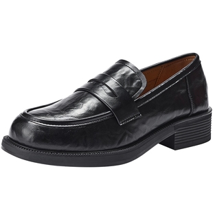 热风黑色乐福鞋女款2026年春季新款百搭英伦风小皮鞋简约通勤女鞋