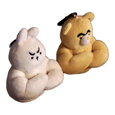 潮流原创健身肌肉熊兔毛绒挂件