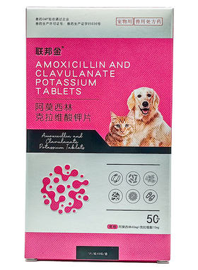 联邦金阿莫西林克拉维酸钾片宠物消炎药狗狗猫鼻支感冒肠胃炎尿血