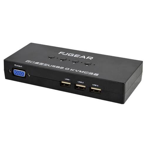 VGA KVM切换器4口USB共享器多台电脑共用一套鼠标键盘显示器4进1出4台电脑主机共用1台HDMI显示屏按键切换