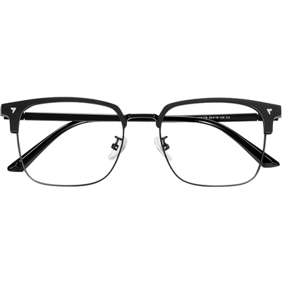 复古眼镜框大脸半框男款