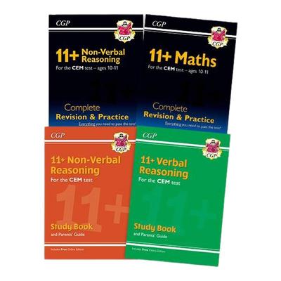 英国CGP原版 11+CEM 英文原版综合复习+练习/学习书含在线版 数学Maths+文字推理+非文字推理Non-Verbal Reasoning 大音