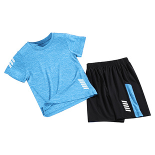 女童套装夏装2025新款洋气儿童速干衣运动短袖男童夏季跑步篮球服
