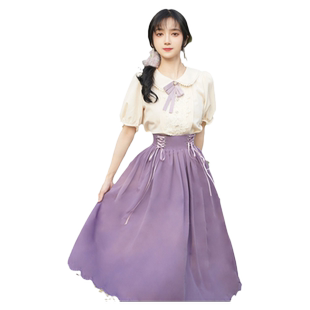 平时可以穿着上班的汉服女小个子2025新款夏汉元素衬衣日常套装裙