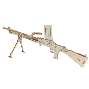 木头儿童组装拼插木制机枪模型军事武器3D立体拼图男孩子益智玩具