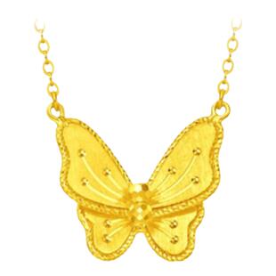 调太幅蝴蝶项链纯银镀黄金色 18.K花月佳期新品锁骨链蝴蝶结女潮