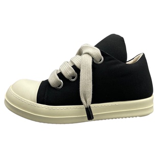 Rick RO面包鞋低帮布面副线新款暗黑先锋宽鞋带潮流男女同款潮鞋