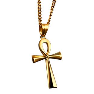 埃及法老复古安卡十字架吊坠项链男女款潮钛钢饰品护身符好运配饰