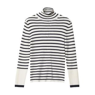 23区日系秋季通勤修身纯羊毛双翻领套头毛衣内搭针织毛衫商场同款