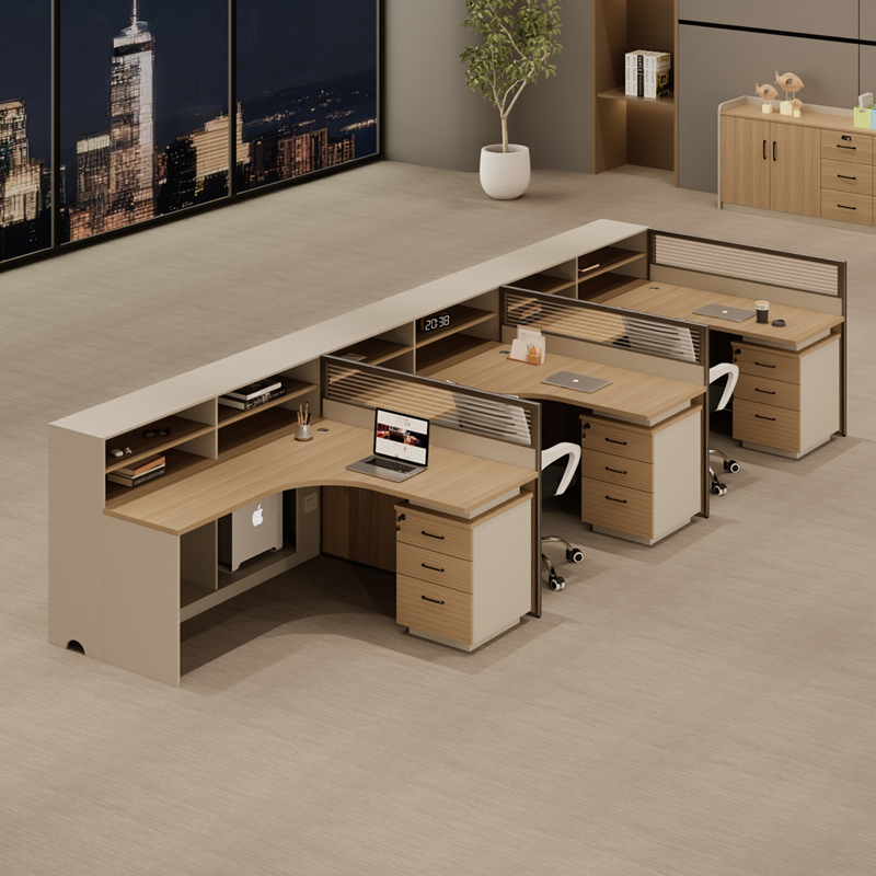 屏风办公桌工位双人财务办公室L型桌子3人卡座员工位职员桌椅组合