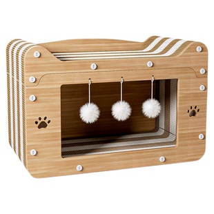 猫抓板猫窝一体耐磨不掉屑四季通用实木猫屋双层猫爪板窝猫咪玩具