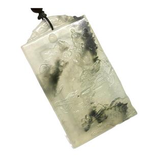 特价!一物一拍纯天然岫玉山水平安玉牌水墨纯色挂件吊坠自然馈赠