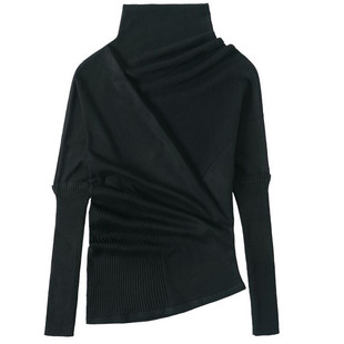 春秋韩版女装针织衫不规则不对称套头毛衣蝙蝠衫打底衫女宽松洋气